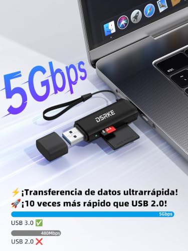 Miniatura 2 de Dsrke Lector De Tarjetas Sd Micro Sd, Adaptador Usb 3.0 Y Usb C Para Sd Microsd Sdxc Sdhc, Sd Card Reader Compatible Con Iphone 17 16 15, Mac, Android, Cámara