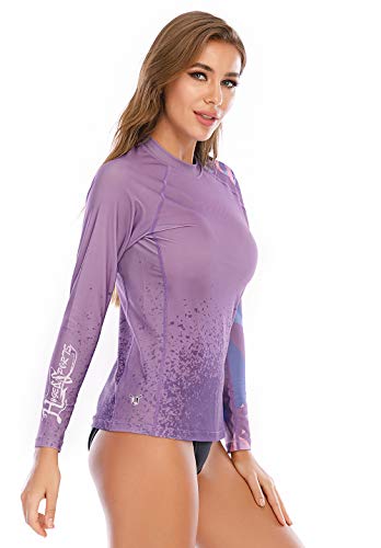 HUGE SPORTS Women's Rash Guard Long Sleeve Sun Protection UPF 50+ Beast Series Swimsuit Top(Cobra,L)