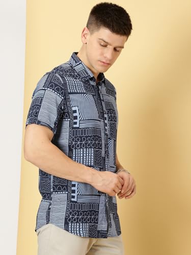 Image of Thomas Scott Men's | Printed | Half Sleeve | Regular Fit | Cotton Blend | Spread Collar | Casual Shirt