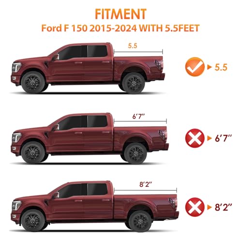 Image of Nilight Hard Tri-Fold Truck Bed Tonneau Cover for F150 2015-2026, 5.5ft Bed