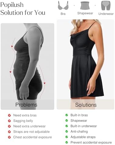 Popilush Mini A-line Dress with Built in Bra, Black Corset Dresses M — view 2