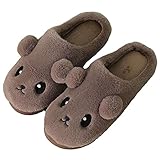 YILANLAN Women's Slippers Furry Slippers Bear Slippers Winter Slippers Warm Slippers Cartoon Slippers Animal Slippers Home Slippers Cute Slippers (8.5/9, Brown, numeric_8_point_5)