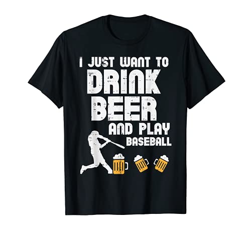 Drink Beer Play Baseball Funny Drinking Player Men Women Camiseta