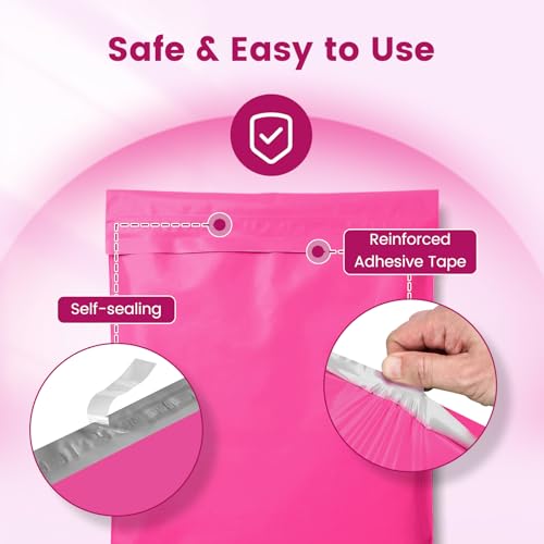 Image of Metronic Pink Poly Mailers 14x19 400 Pack, Heavy Duty Shipping Bags Bulk Self Seal Waterproof Tear Resistant Large Mailing Envelopes, Packaging bags for Small Business, Boutique, Clothing