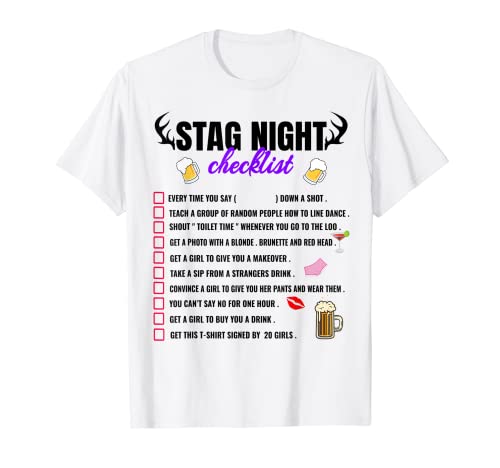 Funny Stag Do | Bachelors Challenge Checklist Dares Game Maglietta