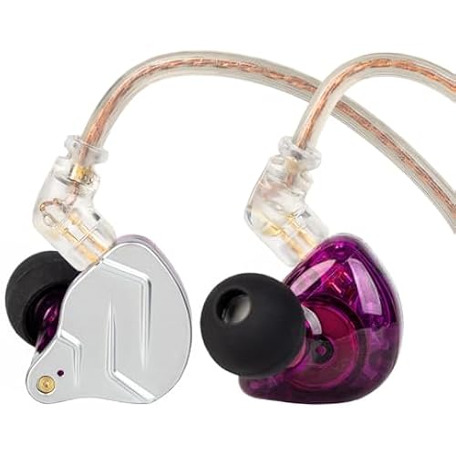 KZ ZSN Pro in Ear Monitor Headphones, 1BA 1DD Hybrid Driver Wired Gaming Earbuds, Deep Bass Sound Wired Ear Buds, HiFi IEM for Gaming Music Video Calling Singer Musician Drummer DJ (with mic, Purple)