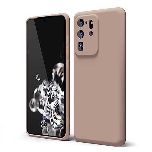 Image of oakxco for Samsung Galaxy S20 Ultra Phone Case Liquid Silicone, Thin Slim Soft Rubber TPU Plain Smooth Gel Cover for Women Girl Aesthetic Design, Matte Solid Protective & Shockproof, Nude Light Brown
