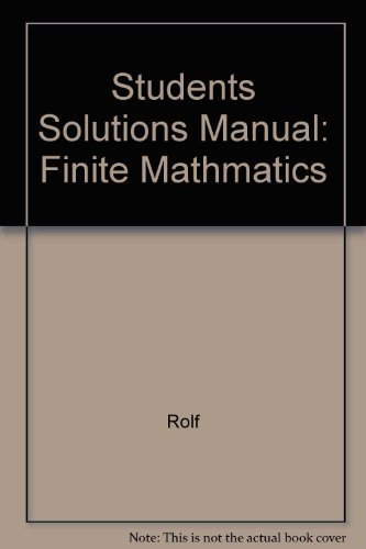 Students Solutions Manual: Finite Mathmatics 0697161730 Book Cover