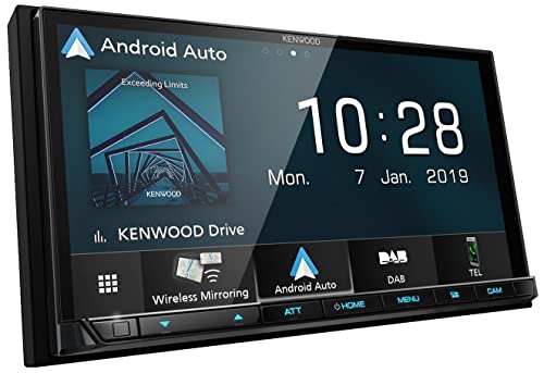 Kenwood DMX8019DABS 17,7 cm WVGA Digital Media Moniceiver mit DAB+, Wireless CarPlay, Android Auto...