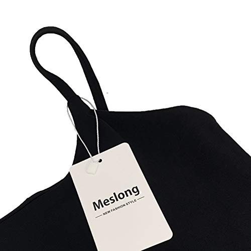 Meslong Women's Strappy Stretch Sports Bra Longline Yoga Tank Top Fitness Bra Workout Camisole Crop Tops For Teen Girl(Black,Small) #TOP4
