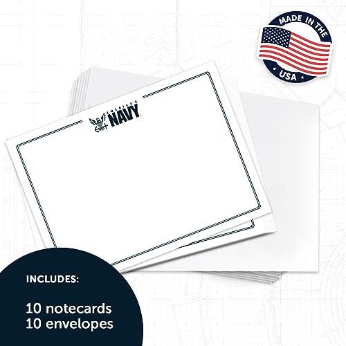 Image of Desert Cactus United States Navy US 10 Pack Notecards Stationery Cardstock Includes Envelopes Memo Party Thank You (Notecard Design 1)