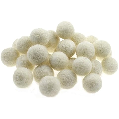 Zasy 20mm Needle Felt Wool Balls Felt Pom Pom Beads DIY Accessories Garlands 30pcs (White) Cover