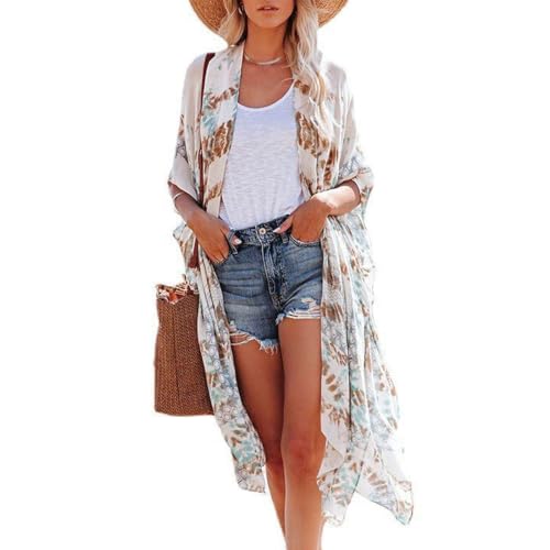 Kimono de playa holgado con frente abierto para cubrir el bañador con estilo 1