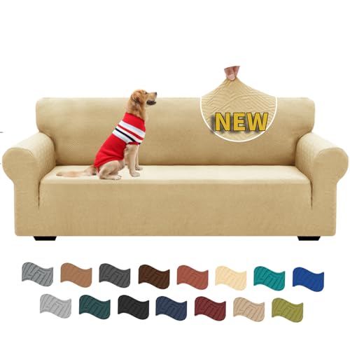 XINEAGE 2025 New 1 Piece Couch Covers for 3 Cushion Couch (79"-91") Stretch Sofa Cover Slipcover Pet Friendly Soft Washable Furniture Protector with Elastic Bottom for Kids