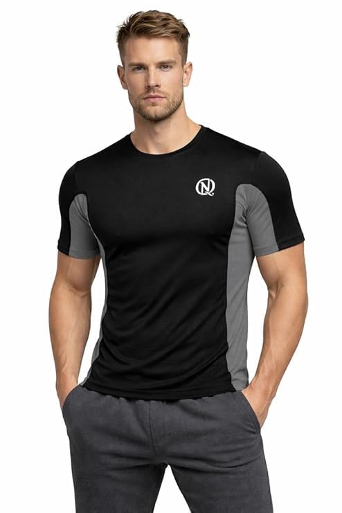 never quit Men’s Compression T-Shirt | Polyester Blend | Half Sleeve Athletic Sports Tight | Crew Neck Slim Fit Gym & Workout Wear (Pack of 1 / Pack of 2)-picture-53