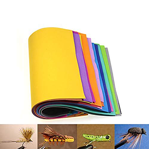 GREATFISHING 10 Best Color/Set Fly Tying Foam Sheet Chartreuse Green Orange Floating Dry Fly Grass Hopper Popper Fly Tying Materials 1mm Thickness 9.6X7.2 inch