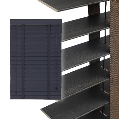 Persianas Venecianas De Madera, Persiana Veneciana Horizontales Lamas 50mm, Cortinas De Privacidad, 25/30/35/45/60/80/100/130/160cm Estores De Parasol para Dormitorio Y Salón(Gris)