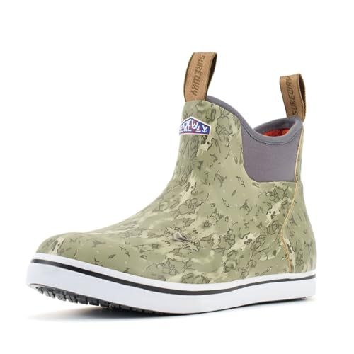 SUREWAY Mens Deck Boots Waterproof Fishing Boots Professional Non-Slip Rain & Ankle Boating Boot Lightweight Slip On Neoprene Rubber Boots