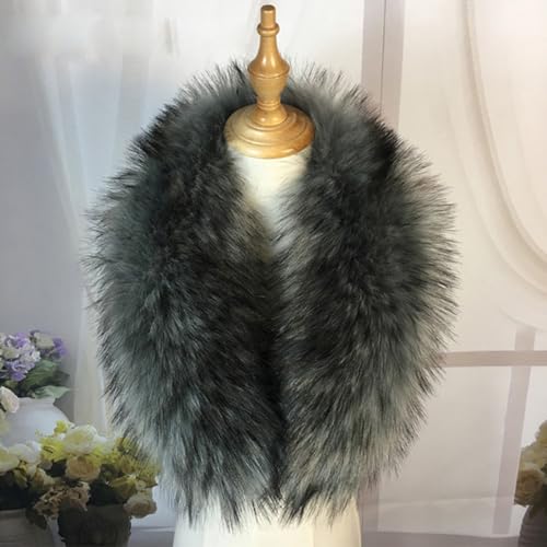 55-90cm Elegant Faux Fur Collar Trim, Women Men Collar Hood Shawl Wraps for Winter Coat Replacement Attachment2