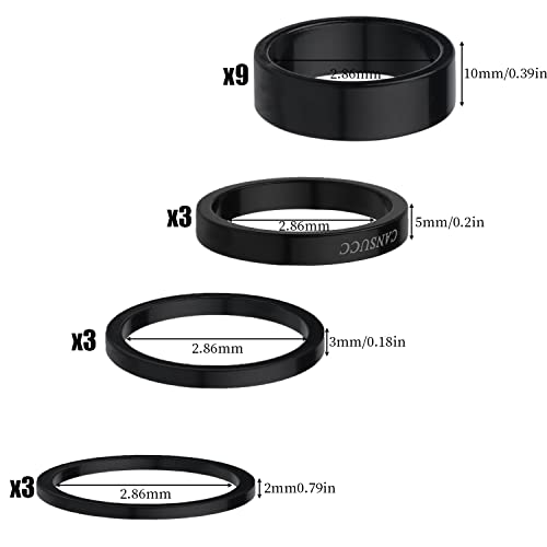 image for SAVITA 18pcs Bicycle Headset Spacer Kit, 4 Sizes Bicycle Headset Space