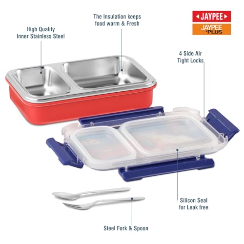 Image of JAYPEE Toon Box 2 Car 95 Inner Stainless Steel Insulated Lunch Box for School Kids |Airtight Leakproof Tiffin Box with 2 Additional Lock |Food Grade|BPA Free, 545 ml, Blue