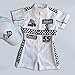 Costumes Club Handmade Race Car Driver Costume for Toddlers - Halloween Costume, Cars Boys Racing Outfit, Toddler Racer Suit, Kids Jumpsuit with Hat, Baby Racer Costume (Short, 12-18 months)