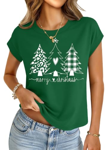 UNCLECAT Womens Crop Tops Loose Fit Cap Short Sleeve Summer Tee