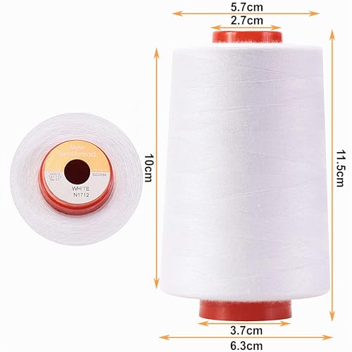 Miniatura 2 de New Brothread - 28 Opciones - 4 Bobinas Grandes De 5000m Hilo De Coser De Poliéster Todo Propósito 40s 2 Tex27 Para Coser, Acolchar, Patchwork, Remalladora Y Overlock - White