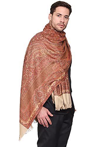 Image of Weavers Villa Men's Paisley Design Woven Poly Wool Blend Gents Shawls, Muffler, Stoles for Men