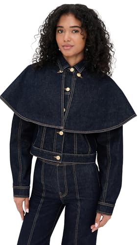 Ulla Johnson Women's The Agata Denim Cape Jacket, Tigris, Blue, M