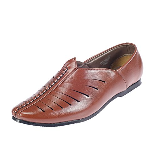 Image of Lazard from Khadims Mens Brown Faux Leather Ethnic Shoe -7