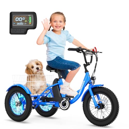NAIZEA Electric Kids Bike - 16 inch Kids Trike for Boys Girls Age 6-12, e Bike for Children 250W, Kid Balance Bike with Adjustable Seat,Kid's Bikes with Basket, Children Bicycle Multiple Colors image 1
