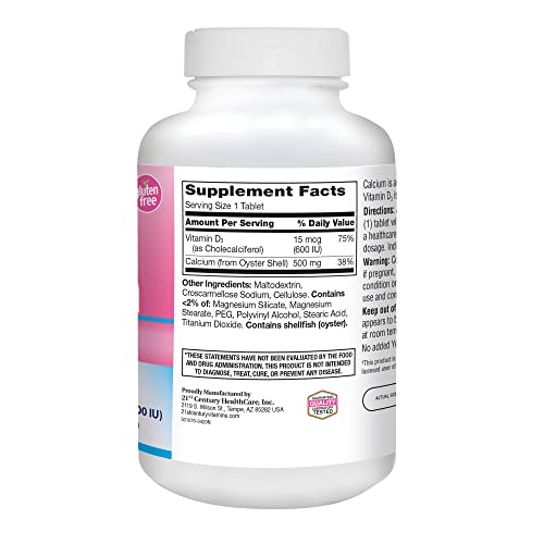 21St Century Vitamins Calcium 500 Plus Extra D Caplets, 400 Count #TOP3