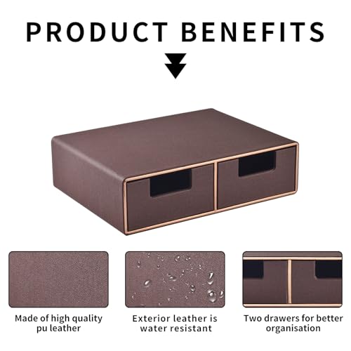 XNONE Stackable Desk Drawer Organizer,Dressing table organizer for Jewelry/Cosmetics,Coffee Maker Display holder and Storage Box for Home office,Brown - Image 7