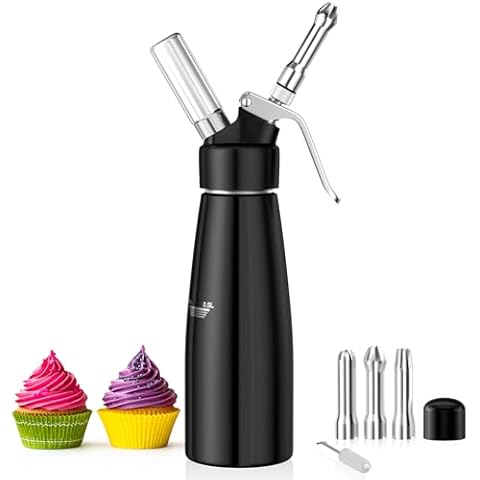 Newaner 500ml Whipped Cream Siphon with Nozzles Cover