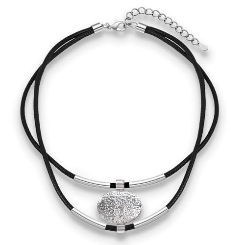 Gaodercha Collana in corda di cera, semplice ed elegante, con ciondolo cilindrico bohémien con ciondolo etnico cammeo, collana a doppio strato, set per donne e uomini