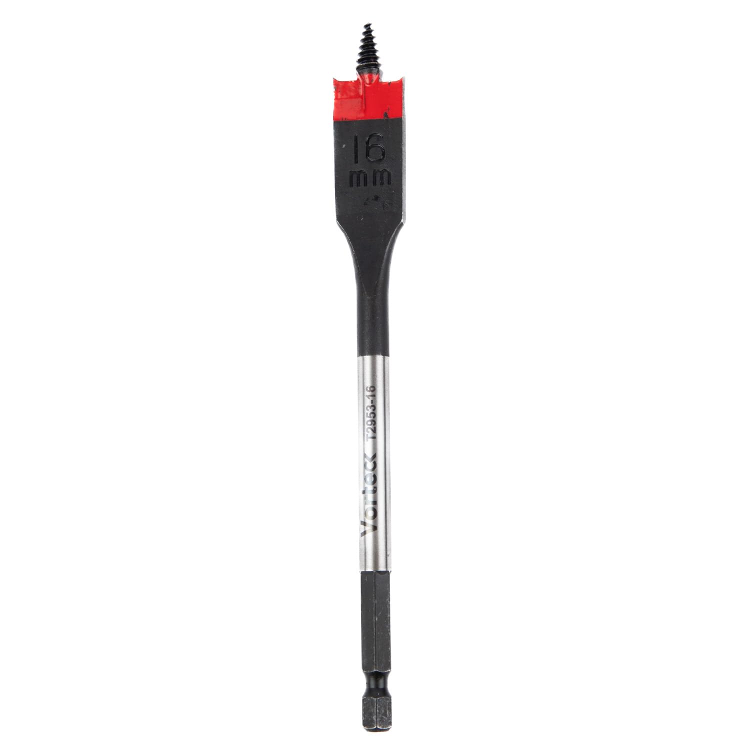 C.K Tools Vorteck Fast Flat Wood Drill Bit 16mm x 152mm, Threaded Self-Driving Tip, Impact Rated 1/4" Hex Quick Lock Shank, Heat Treated Carbon Steel, Wood Plastic Composite CK T2953-16