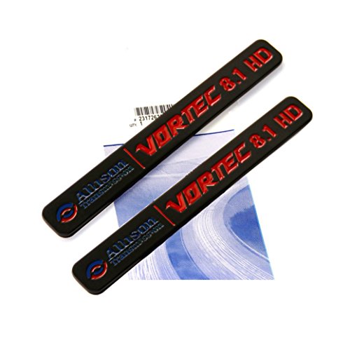 Image of Yoaoo 2Pack OEM Allison Transmission 8.1Hd Emblem 8.1L Vortec Badge Compatible with 2500Hd 3500Hd Silverado Sierra Black Red