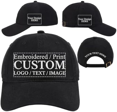 Jaleanigh Soft Custom Hat Embroidered/Printed Logo/Text/Image (4 Sided)