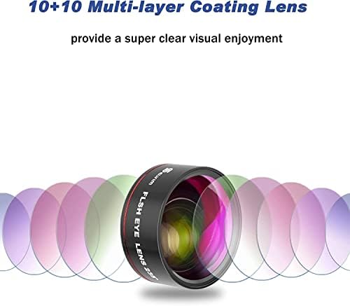Selvim Phone Camera Lens Kits, upgrade 4 in 1 Phone Lens: 235° Fisheye Lens, 25X Macro Lens, 0.62X Wide Angle Lens, Kaleidoscope lens, Compatible for iPhone 11 12 13 8 7 6 Plus X XS XR Samsung Android