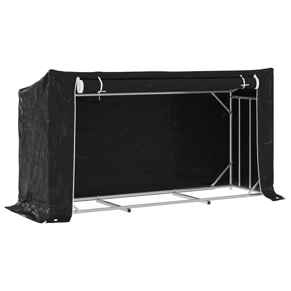 vidaXL Leñero Cubierta Lluvia 200,5x60,5x110,5 cm Acero galvanizado, Almacenamiento de leña, Soporte para leña para Chimenea, Almacenamiento de leña para Interior