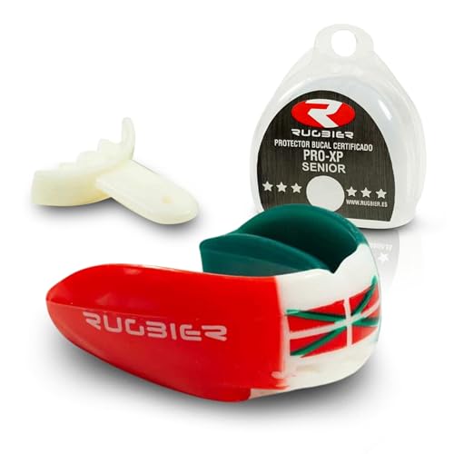 Rugbier - Protector Bucal Pro XP para Rugby - Talla Adultos y Jóvenes a partir de 12 años - Unisex - Protector Dental Deportivo Profesional Senior - Modelo Euskadi