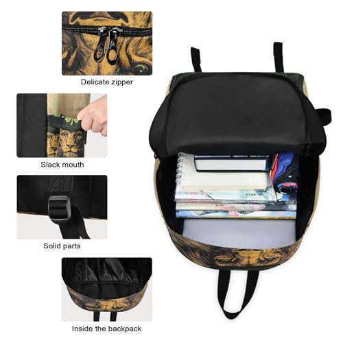 Backpack Lunch Box Set Large Capacity Travel Backpacks and Insulated Lunch Bag for Commute Hiking Picnic St Patricks Day Lion Print3