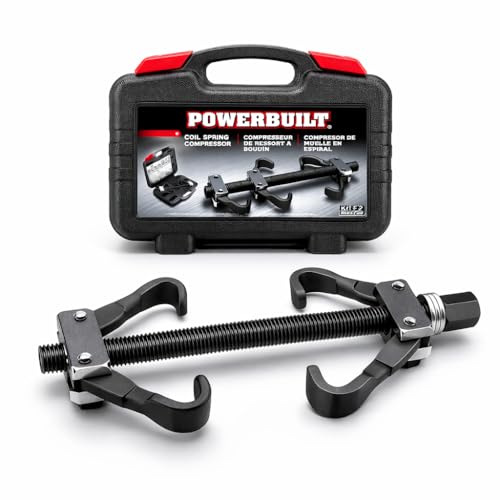 Powerbuilt Strut Coil Spring Compressor Tool Kit, Compress, Remove and Install Vehicle Strut and Coil Springs Set for Vehicles, Storage Case 648628, Black