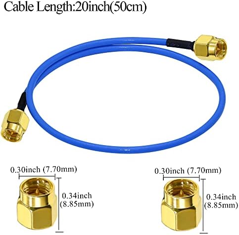 TUOLNK 2 Pack SMA Male to SMA Male Coaxial Cable RG402 Low Loss SMA Extension Cable SMA RF Coax Pigtail Cable 1.64ft(50cm)
