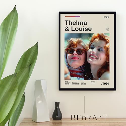 Image of BLINKART Thelma & Louise Movie Poster Frame 12x18 Inch | Premium 300 GSM Paper Wall Print | Mid Century Vintage Film Artwork for Home, Bedroom, Living Room, Office | Framed Photo Decor