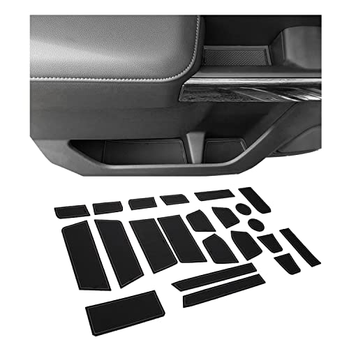 JKCOVER Center Console Liner Compatible with (2019-2022) Chevy Silverado/GMC Sierra 1500 and 2020-2022 Silverado/Sierra 2500/3500 HD Door Cup Holder Accessories (Crew Cab with Bucket Seat) Black Trim
