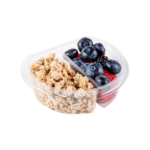 Restaurantware-INSERTS ONLY: Tamper Tek 4 Ounce Parfait Cup Inserts, 100 Freezable Dessert Cup - Cups Sold Separately, Clear Plastic Insert, With 2 Compartments, Fits 11-Ounce Parfait Cups
