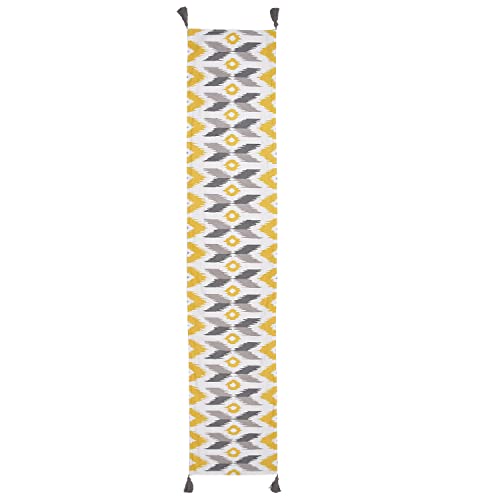 Image of Blanc 9 Jalsa 100% Home & Kitchen Pure Cotton Yellow 4 /6 Seater Table Runner|(33x182) cm