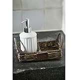  Riviera Maison - Tablett für Seifenspender und Zahnputzbecher - Rustic Rattan - (LxHxB): 22 x 16 x 11 cm
